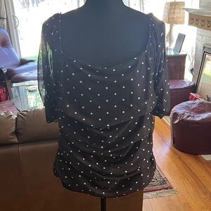 Anthropologie Black and White Polka Dot Blouse